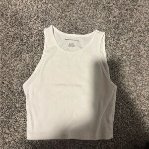 American Eagle Outfitters White Crop Fitted Tank Top